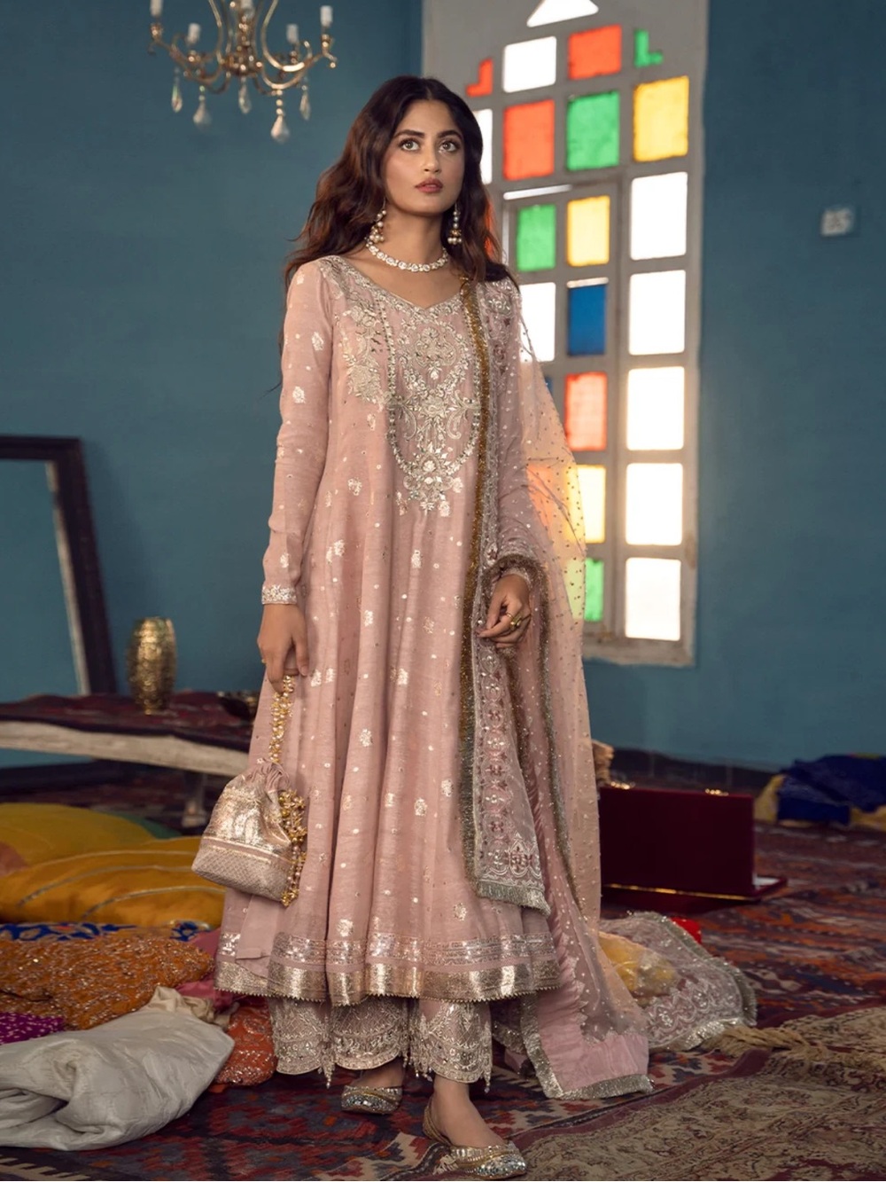 Faiza Saqlain Delisha Blush Pink Embroidered Dress 3 pcs